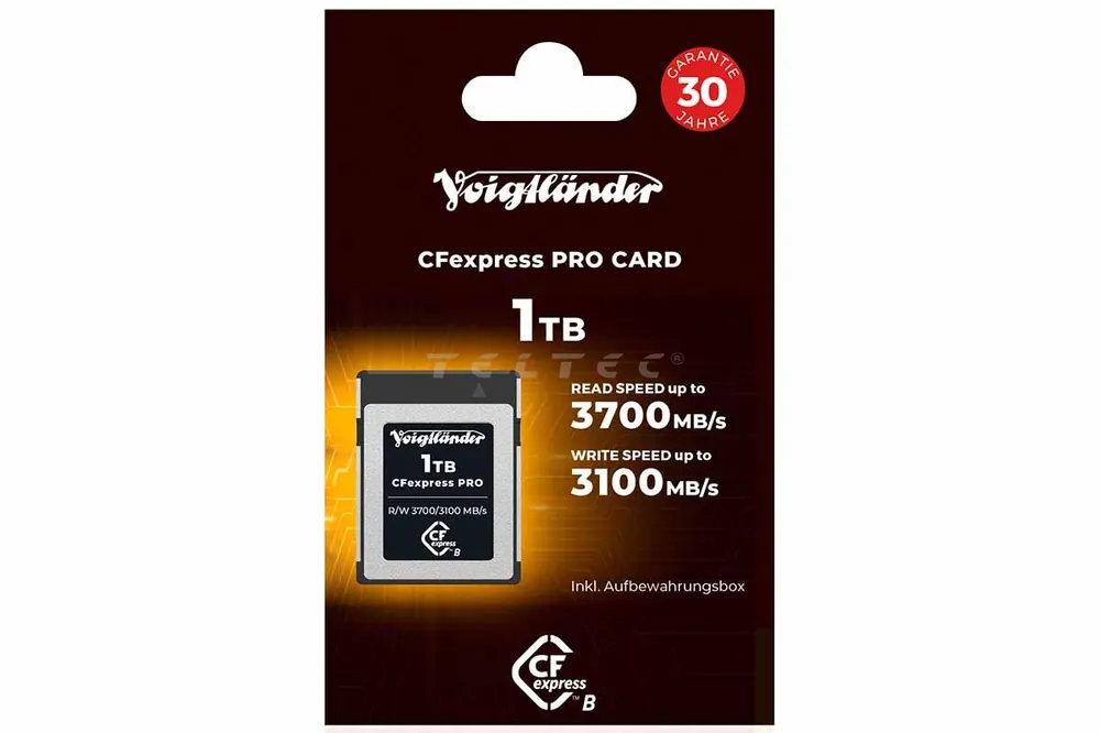 Voigtländer CFexpress Professional 1TB Typ-B (3700/3100 MB/s) Kostenloser Rückversand