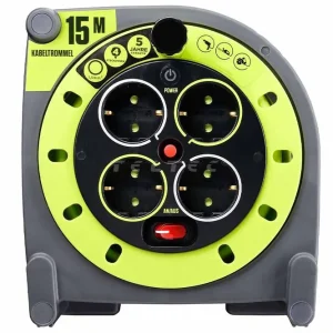 Zertifiziert RS PRO Kabeltrommel, 15m, mit 4-fach Schuko-Steckdose, 240 VAC