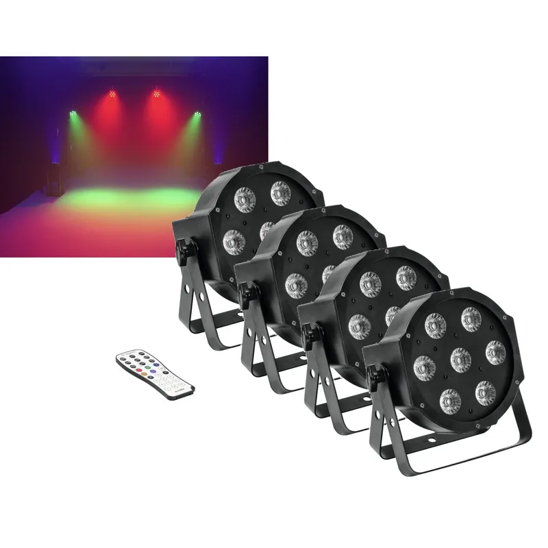 Wochenendangebot 4er Set EUROLITE LED SLS-7 HCL DMX Floor - 7 x 10W RGBAW+UV