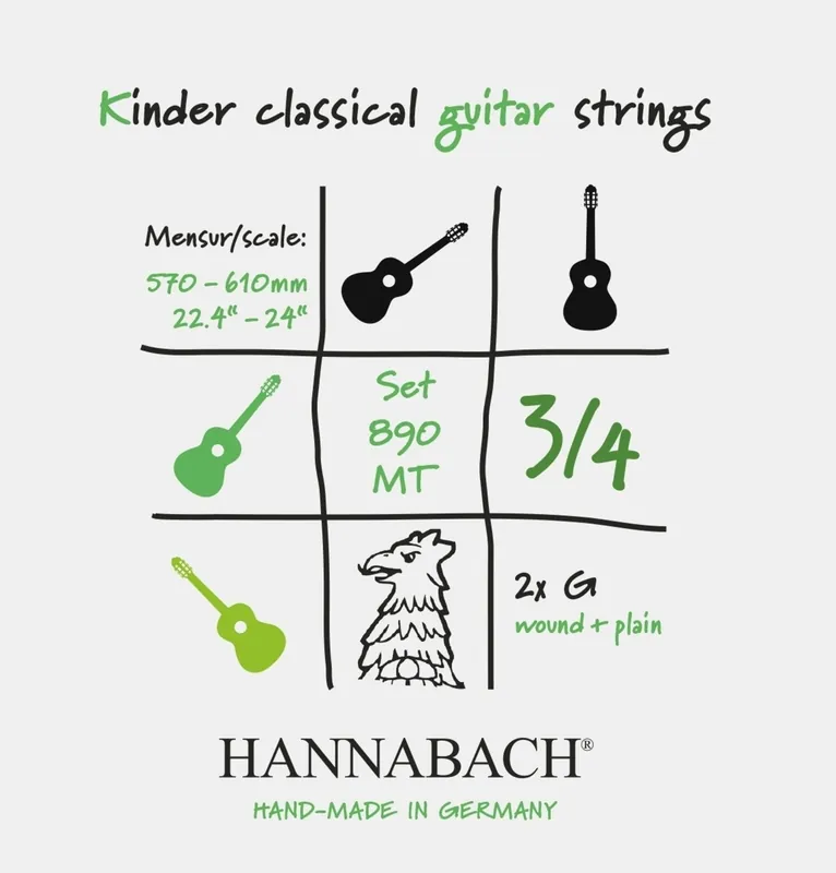 890MT 3/4 Satz Kinder-Gitarre Mensur 57-61cm Neuheit