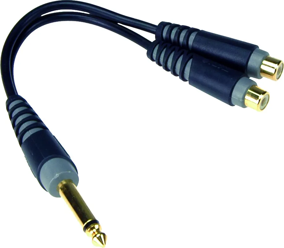 Y-Adapter 1x Klinke 6,35mm - 2x Cinch (RCA) Female Markenware