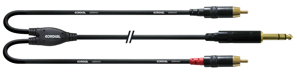 Super-Preis CFY 0,9 VCC Klinke 6.3mm stereo gold/2x Cinch/RCA gold