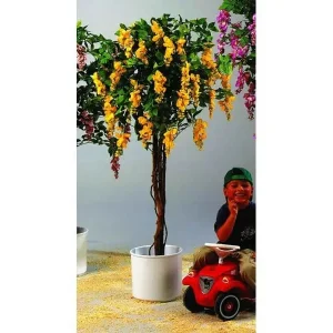 Goldregenbaum gelb Zementfuß 180cm, Kunstpflanze Markenware