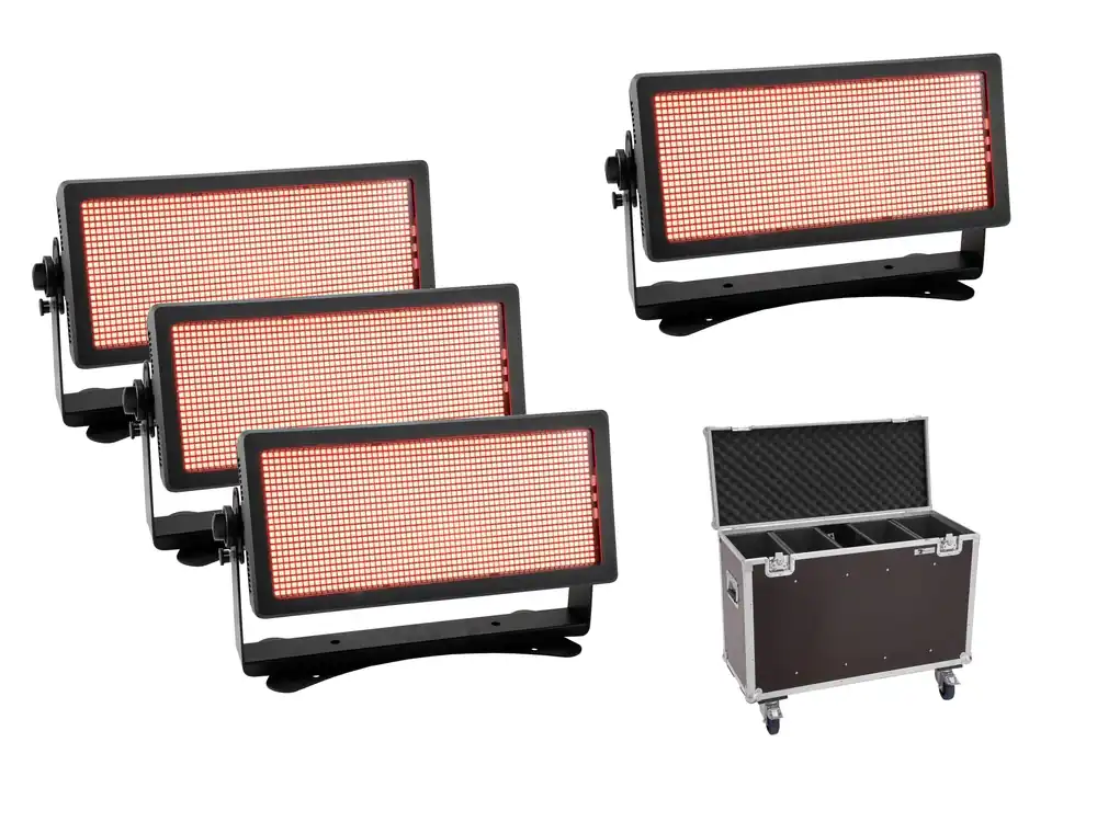 EUROLITE Set 4x Multiflood Pro IP SMD RGBW Strobe/Wash + Case Aktuell