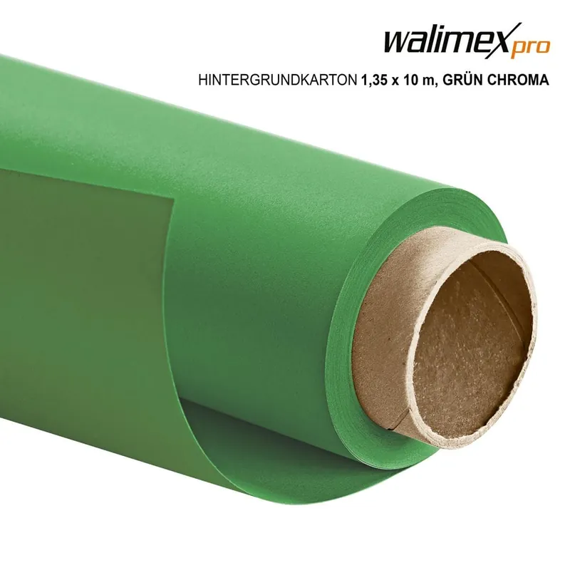 Walimex pro Hintergrundkarton 1,35x10m,grün chroma Kostenloser Rückversand
