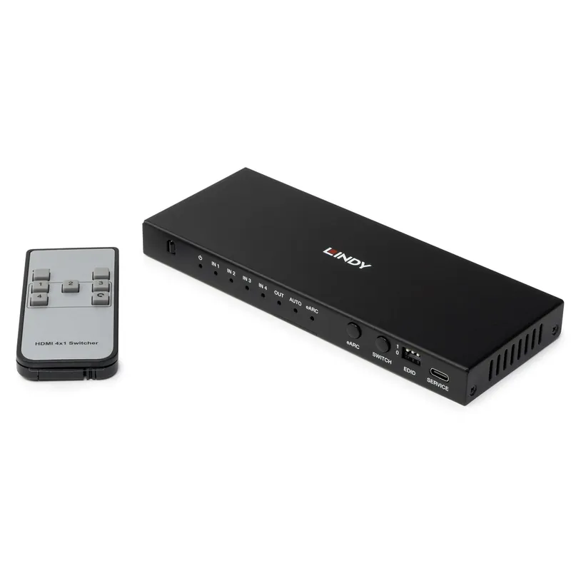 Mega-Angebot LINDY 38386 4 Port HDMI 8K60 Switch mit eARC - Zum umschalten zwischen vier 8K@60Hz Quellgeräten