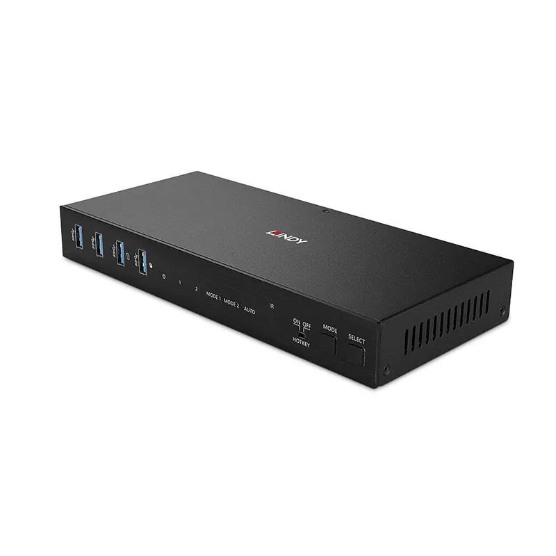 LINDY 39314 2 Port Dual Head HDMI® 4K60, USB 3.0 KVM Switch - Schnelles Umschalten über Tasten, Hotkeys, IR-Fernbedienung und RS232 Saisonangebot
