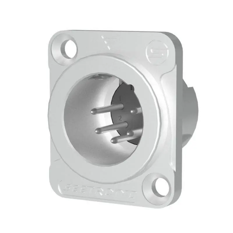 Versand Am Gleichen Tag Seetronic MJ5F2C - 5p-XLR male Gehäusebuchse, Silber-Kontakte, verchromt