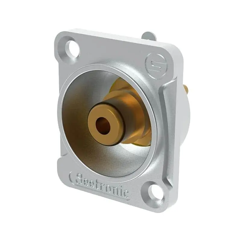 Highlight Seetronic MF2D - RCA, Cinch, female Gehäusebuchse, D-size, Nickel Gehäuse, Gold-Kontakt