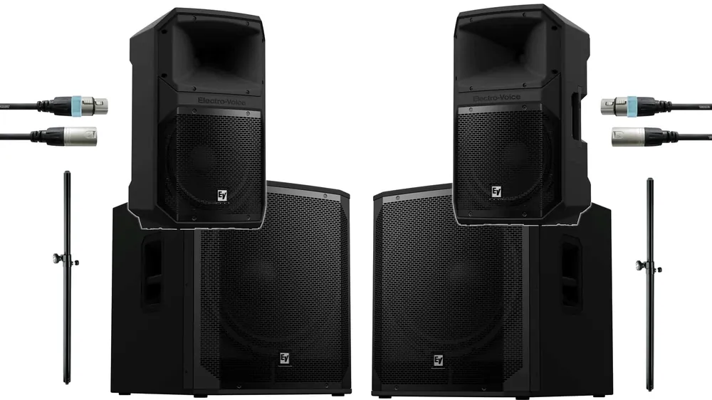Saisonangebot Electro-Voice EVIVA 2x 18SP + 2x 12P Bundle + Distanzstangen und XLR Kabel