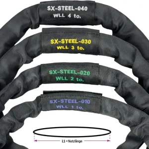 Rabatt SAFETEX Rundschlingen SX-STEEL mit STAHLSEIL-Einlage, 0,5 m, 3 t, BLACKLINE