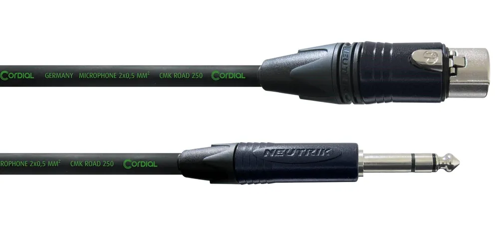 Cordial Road Line® XLR Female - 6,3mm Stereo Klinke, 10m Markenware