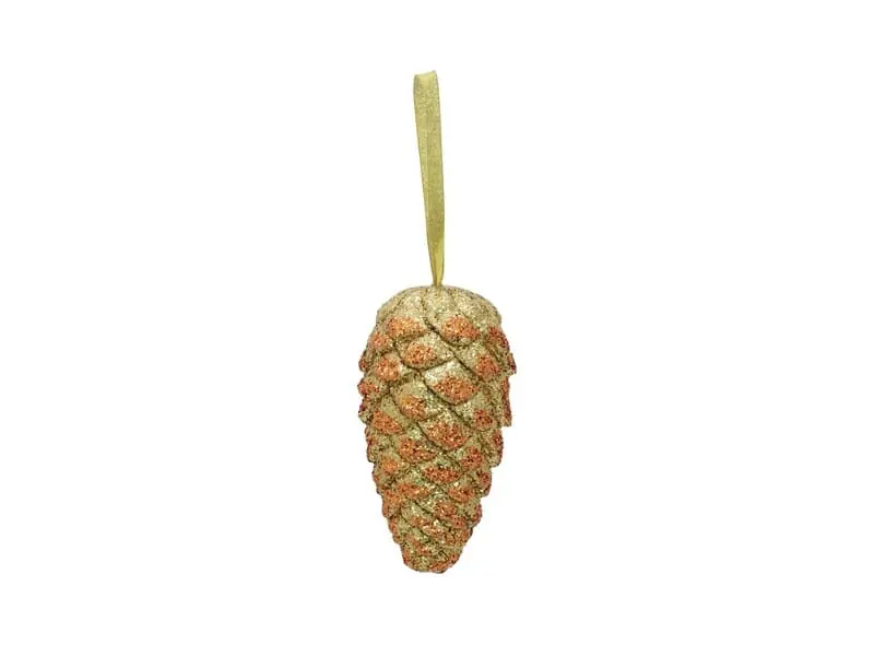 EUROPALMS Kunst-Tannenzapfenhänger, glitzer, gold, 18cm Neu Im Sortiment