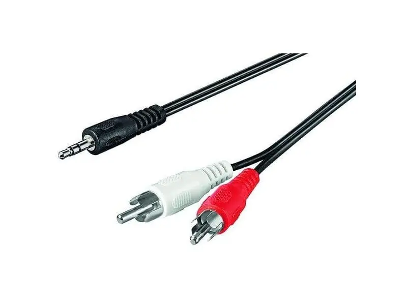 Markenprodukt Audio-Video-Adapter Kabel, 3,5mm Stereo-Miniklinke auf 2x Chinch, 1,50m