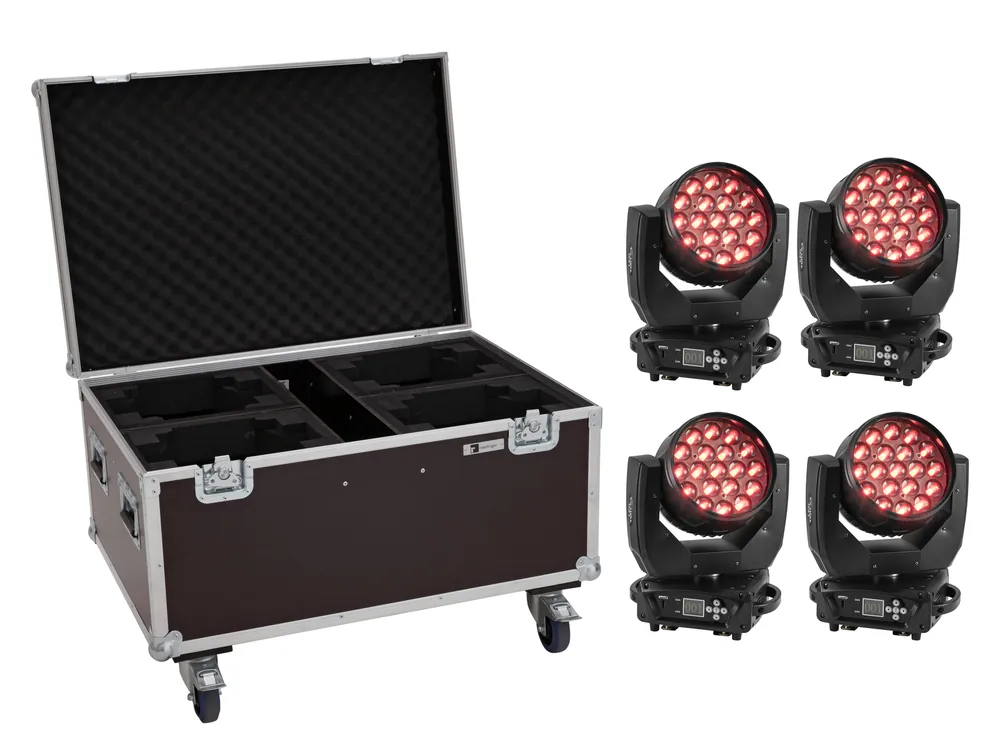 EUROLITE Set 4x LED TMH-X4 Moving-Head Wash Zoom + Case Versand Am Gleichen Tag