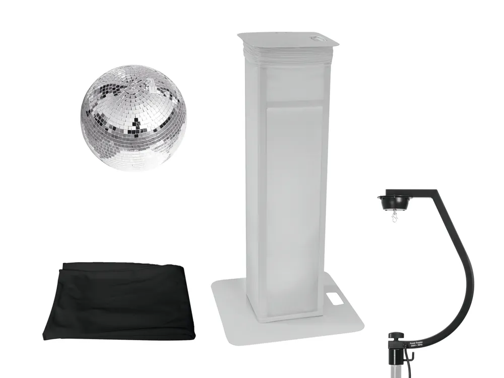 EUROLITE Set Spiegelkugel 30cm mit Stage Stand variabel + Cover schwarz Meistverkauft